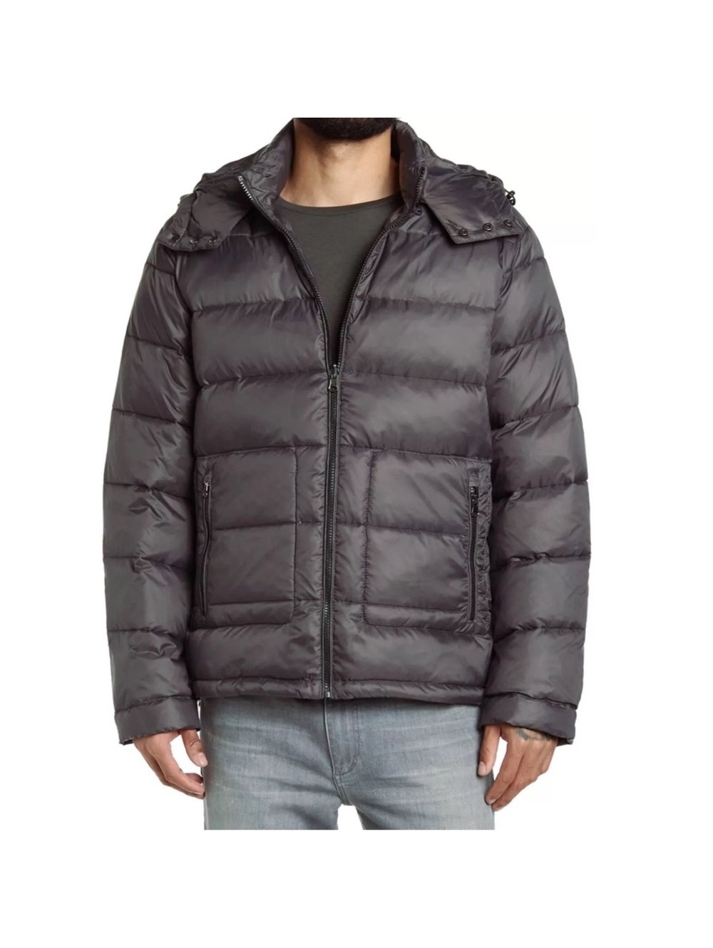 Slate & Stone Men's Storm Grey Multi Quilted Down Jacket, Size S New w/Tag $348